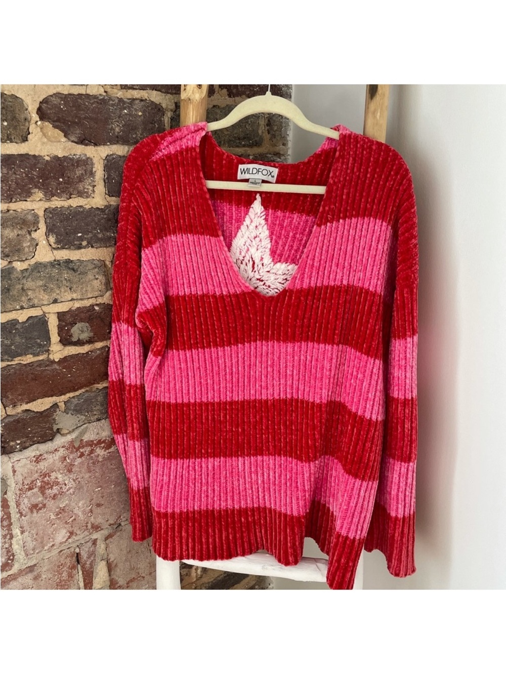Wildfox Two-Tone Pink & Red Chenille Teddy Jacket